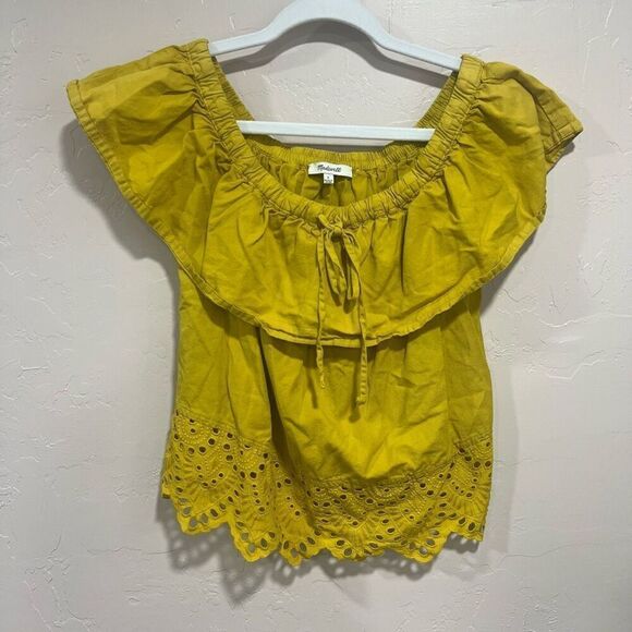 Madewell Eyelet Balcony Off-the-Shoulder Top - Picture 1 of 5